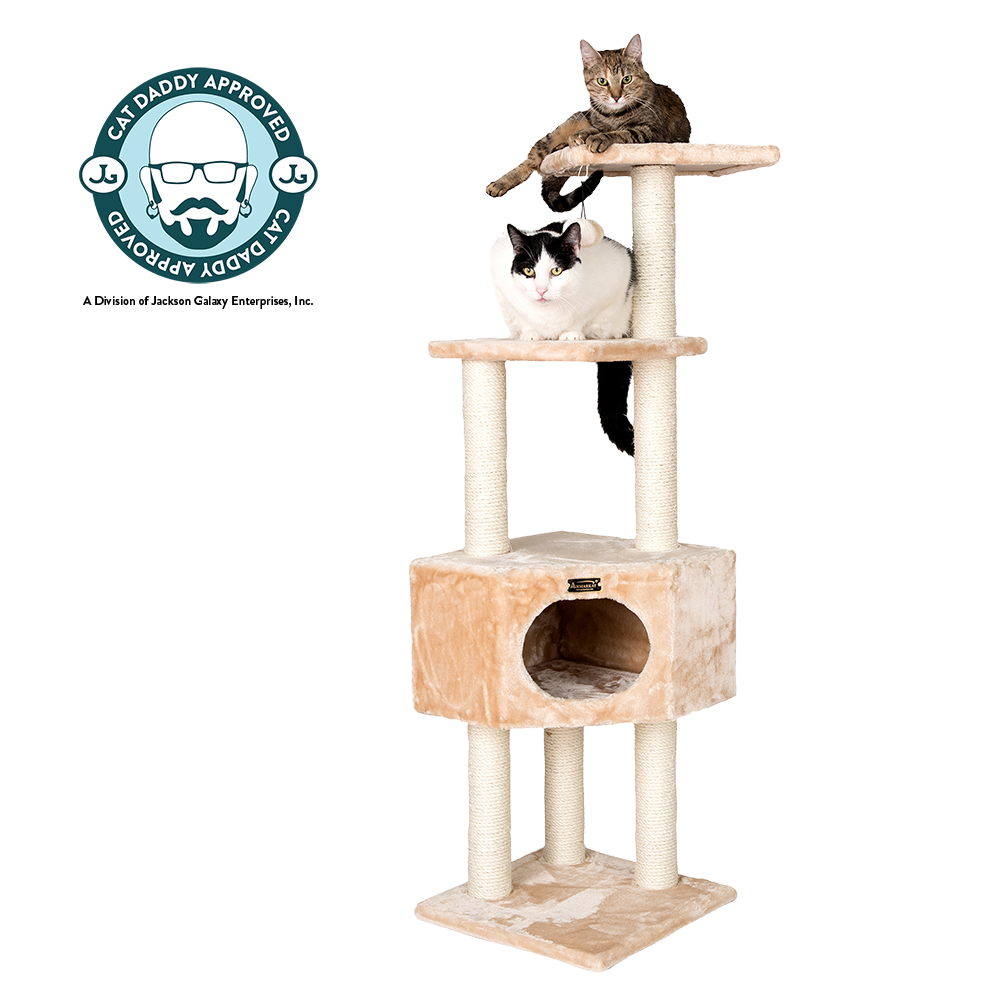 52 Inch 3 Tier Real Wood Cat Tree Beige by Armarkat