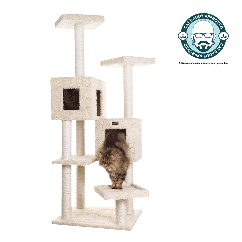 67-inch Ultra-Thick Faux Fur Cat Tree, Beige by Armarkat
