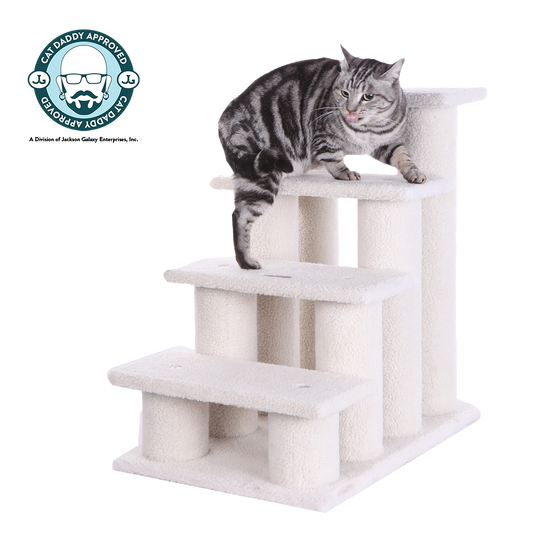 Classic Faux Fleece Pet Stairs (4 Steps), Ivory by Armarkat