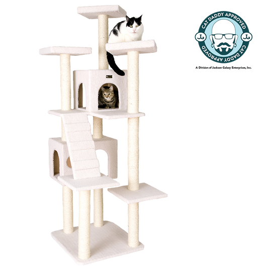 Classic 77-Inch Real Wood Cat Tree, Multi-Levels With Ramp, Three Perches, Two Condos, Ivory by Armarkat