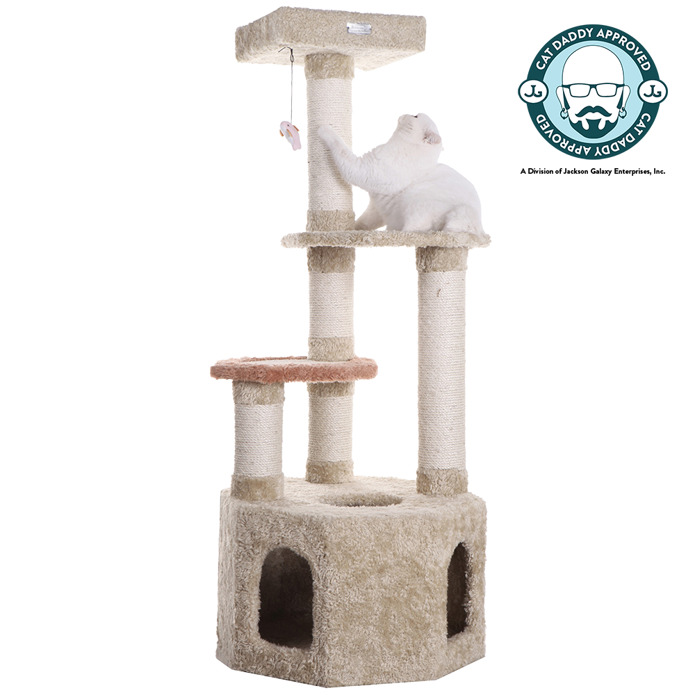 Premium 57" Soft Heavy-Carpet Cat Tree, Khaki by Armarkat