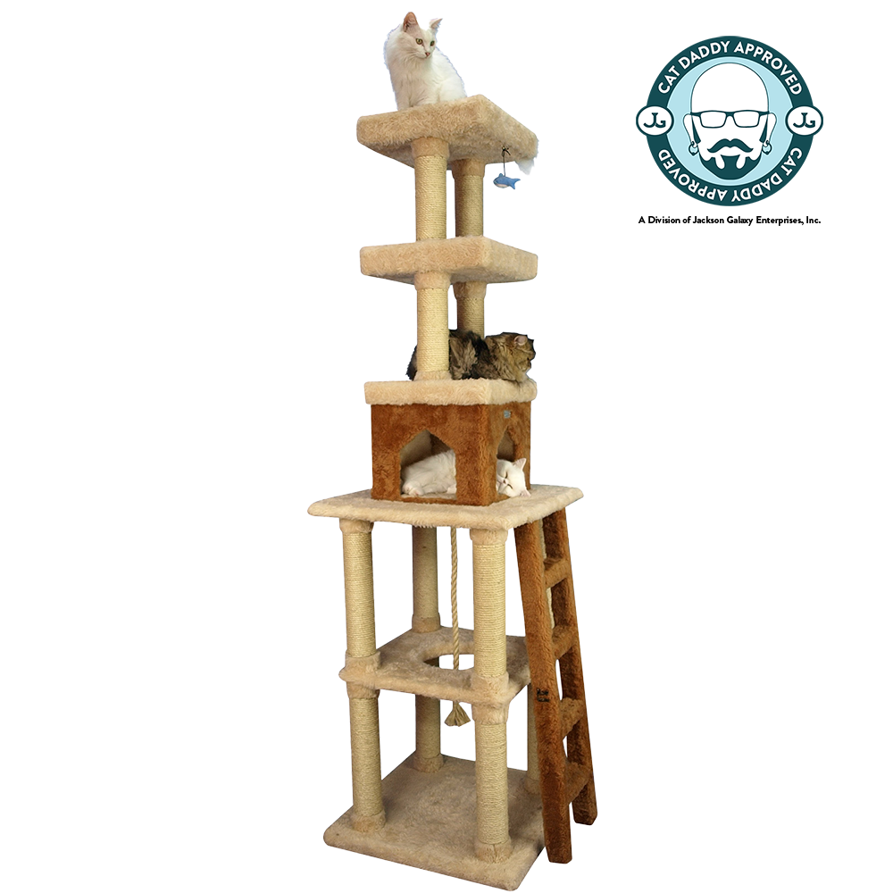 Premium 84" Ultra-Thick Faux Fur Cat Tree, Beige by Armarkat