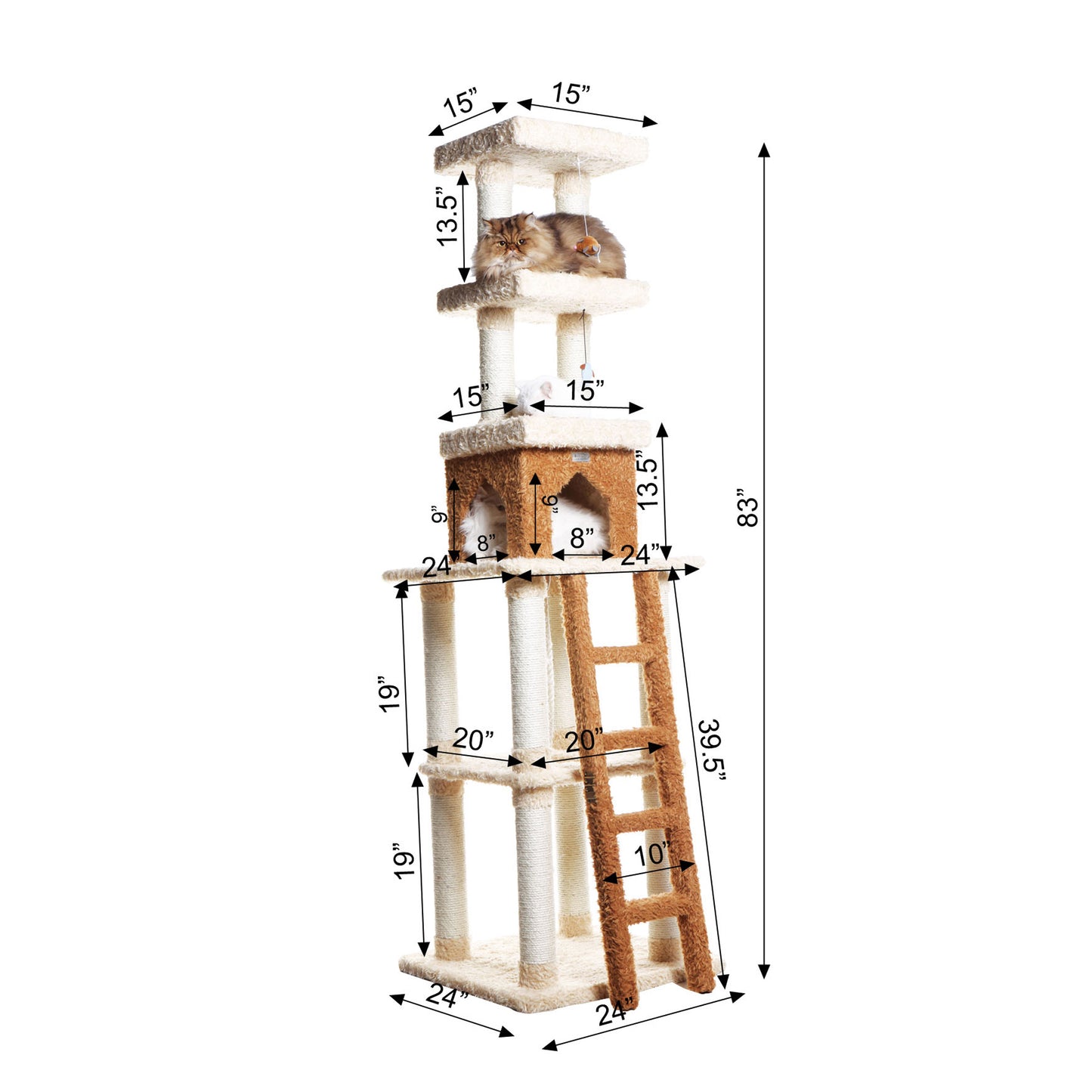 Premium 84" Ultra-Thick Faux Fur Cat Tree, Beige by Armarkat