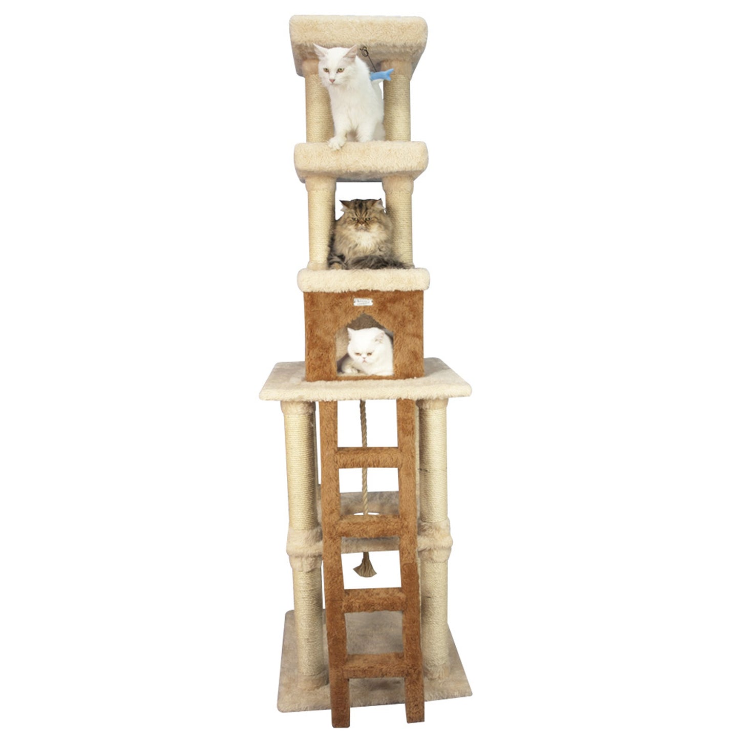Premium 84" Ultra-Thick Faux Fur Cat Tree, Beige by Armarkat