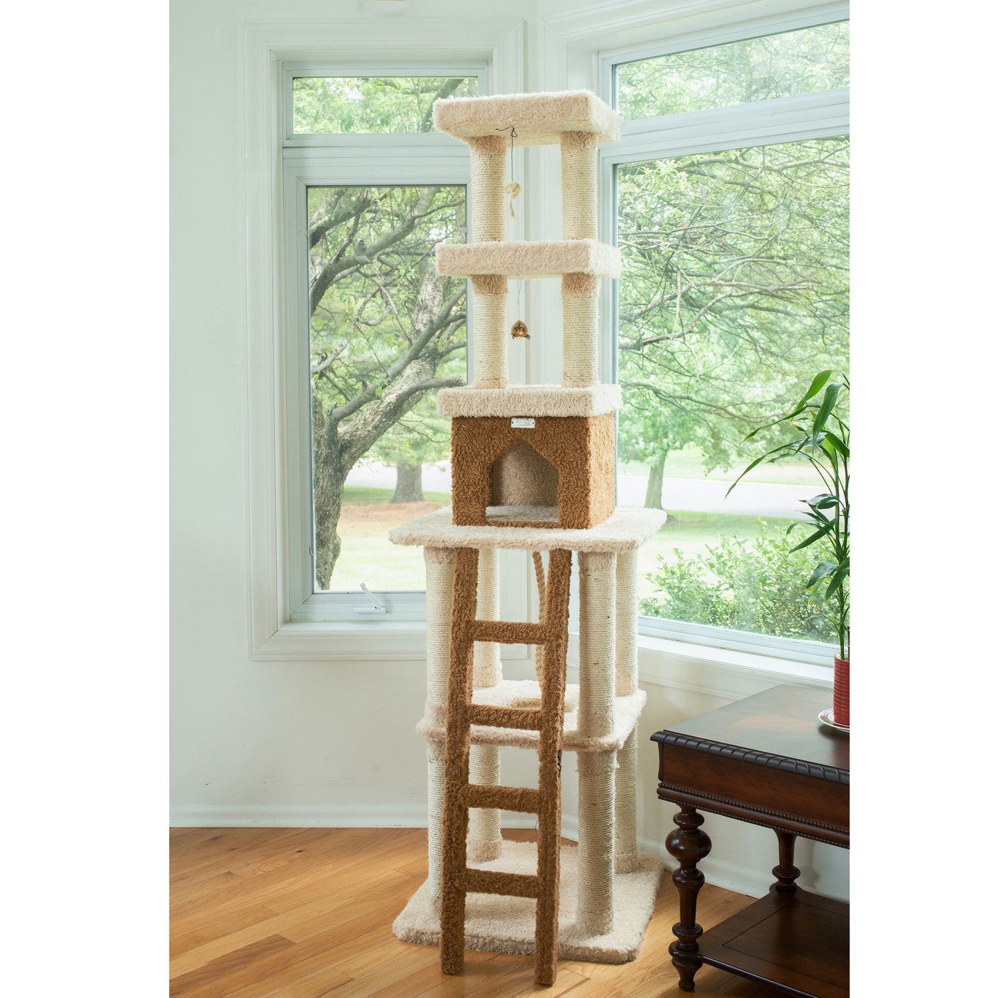 Premium 84" Ultra-Thick Faux Fur Cat Tree, Beige by Armarkat