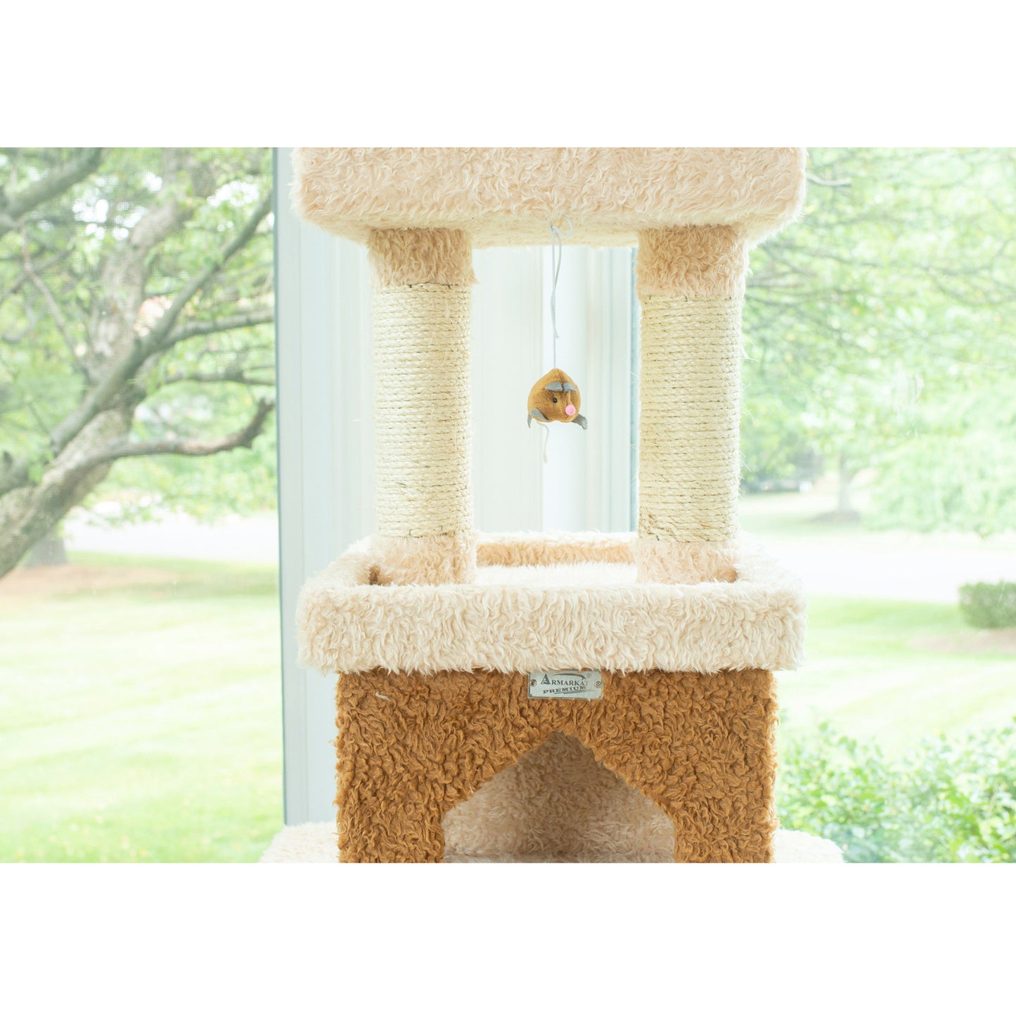 Premium 84" Ultra-Thick Faux Fur Cat Tree, Beige by Armarkat
