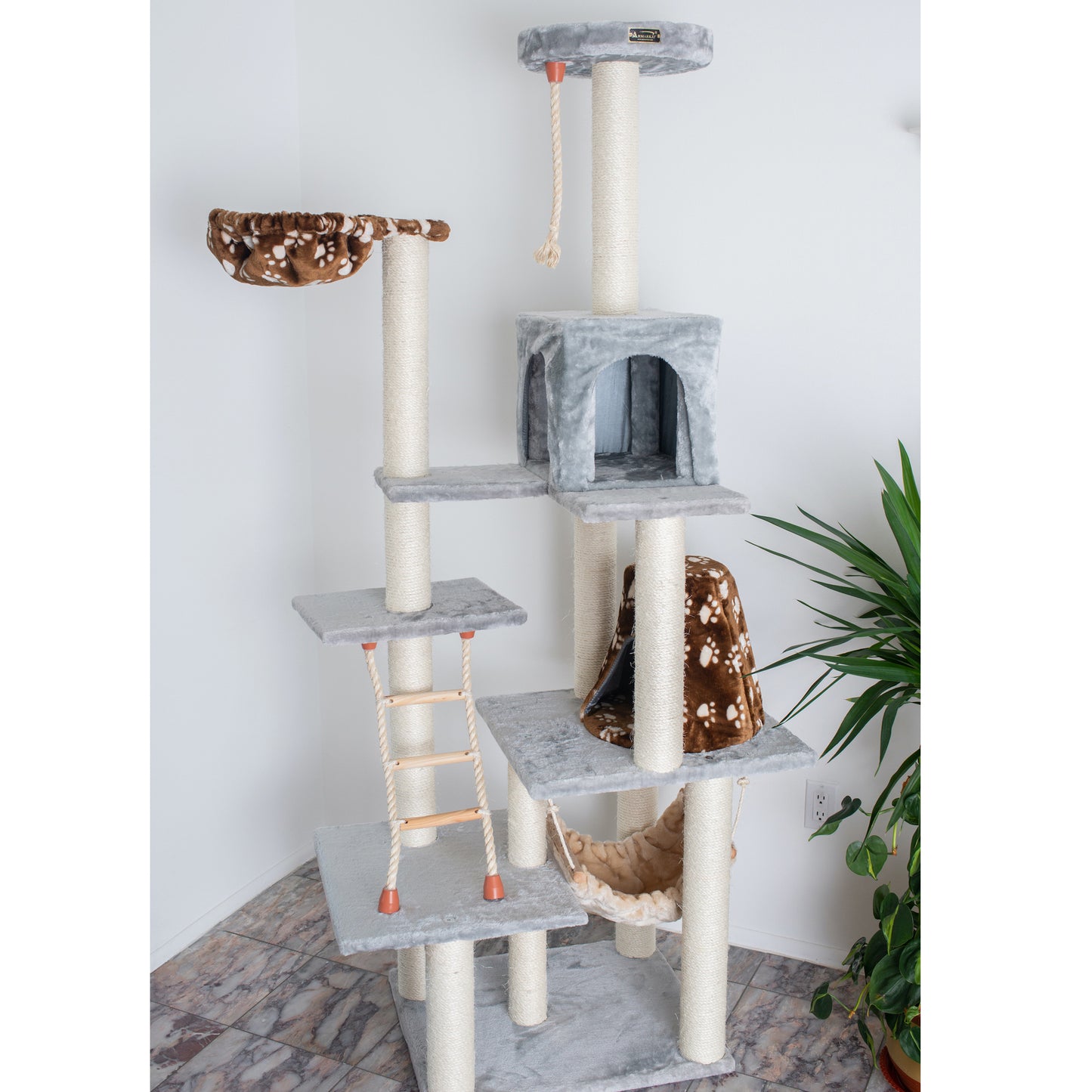 78-inch Faux Fur Cat Tree, Silver Gray by Armarkat