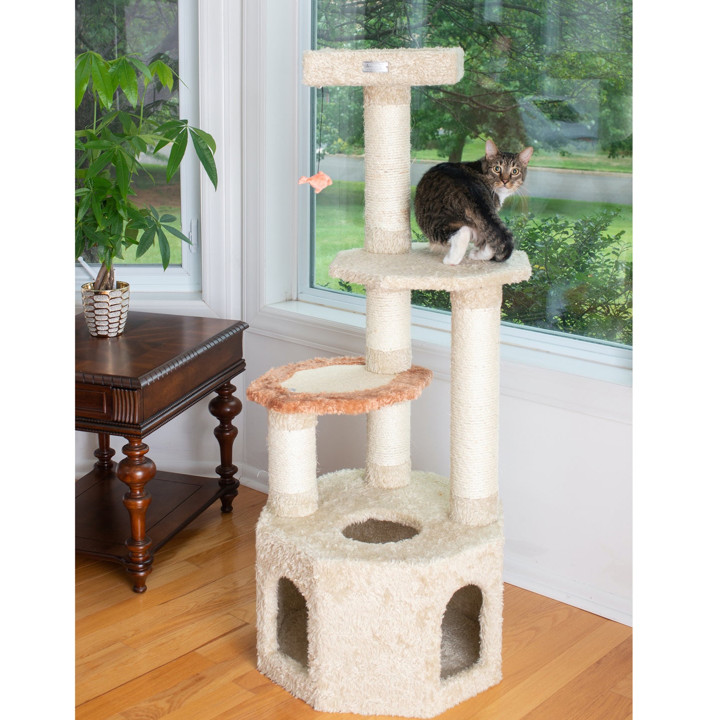 Premium 57" Soft Heavy-Carpet Cat Tree, Khaki by Armarkat
