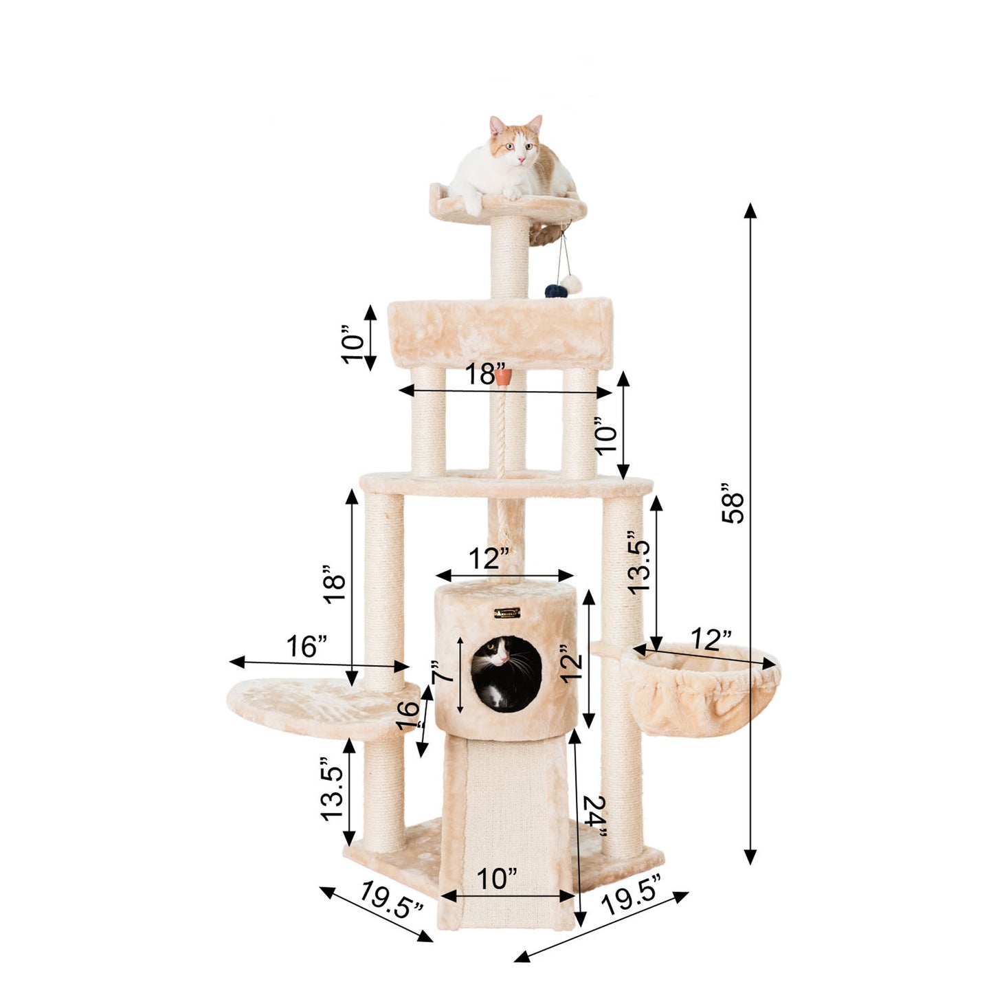 Classic Faux Fur Cat Tree, Beige by Armarkat