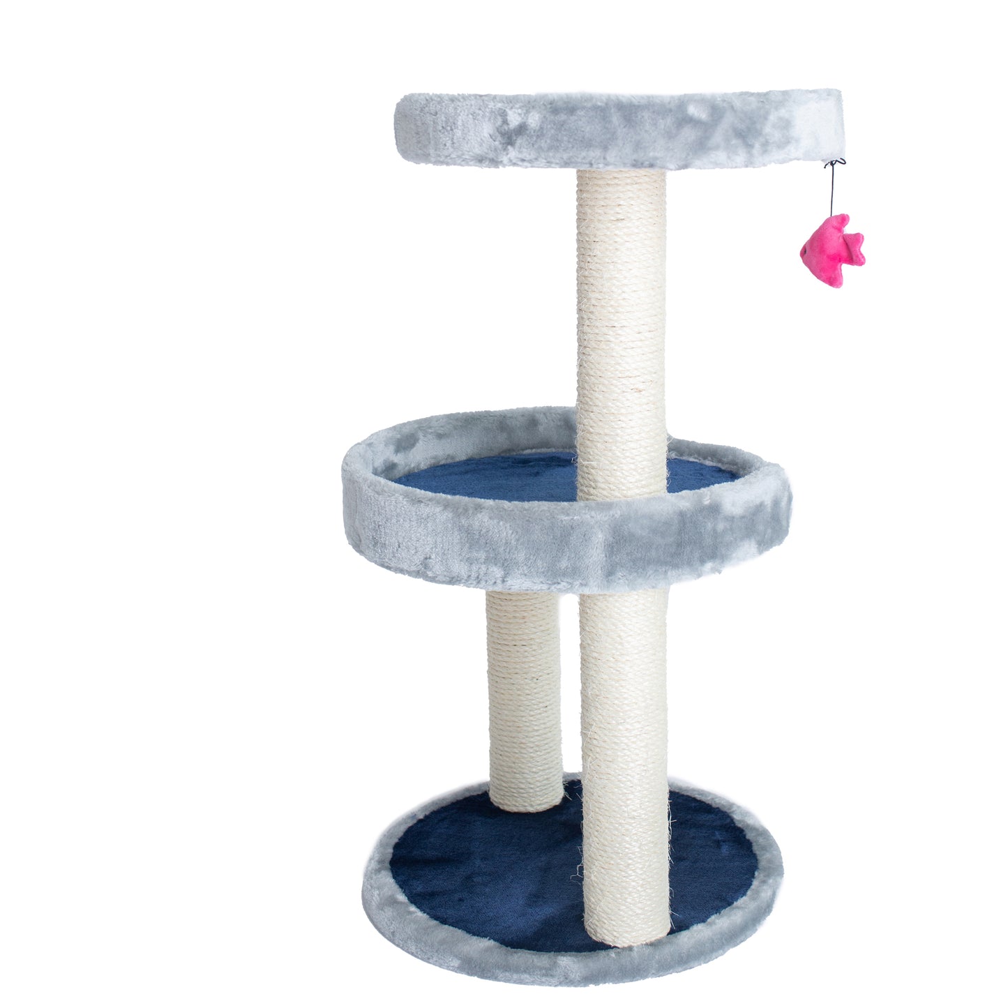 Three-Level Real Wood Compact Scratcher, Gray With Plush Perch by Armarkat