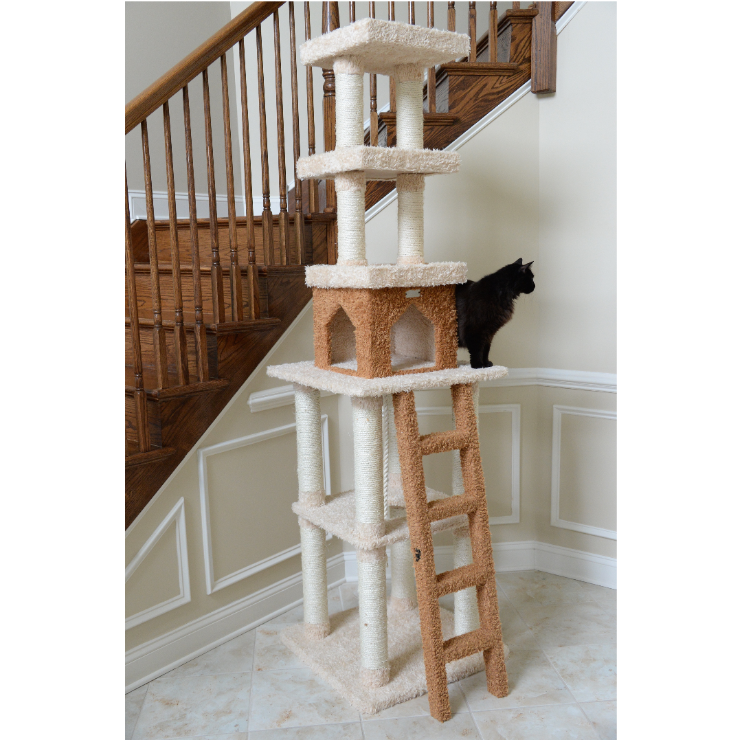 Premium 84" Ultra-Thick Faux Fur Cat Tree, Beige by Armarkat