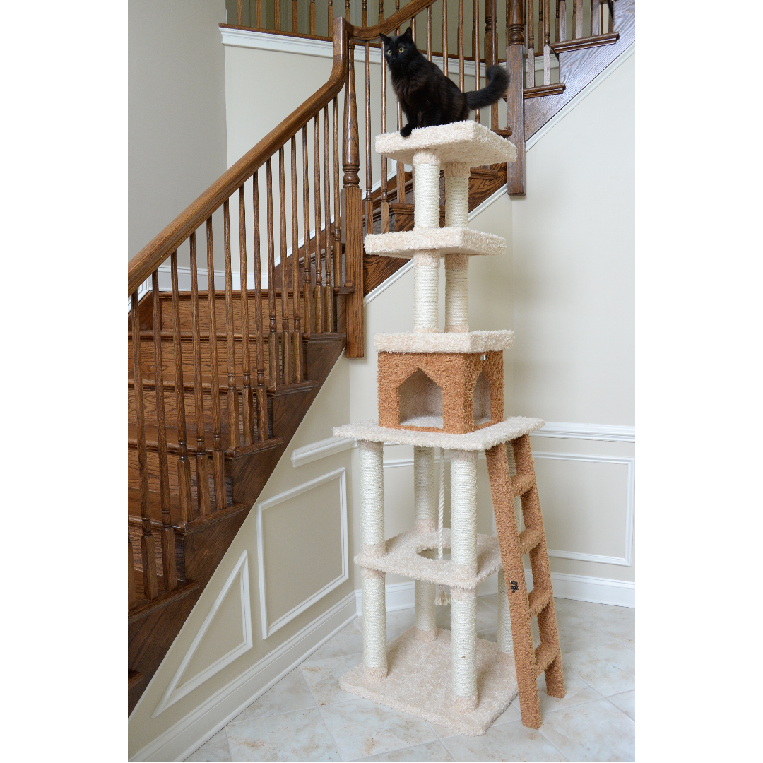 Premium 84" Ultra-Thick Faux Fur Cat Tree, Beige by Armarkat