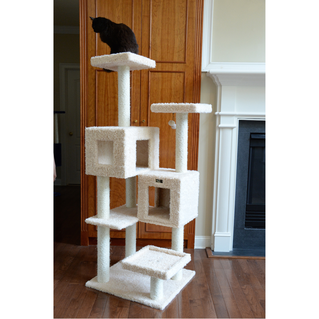 67-inch Ultra-Thick Faux Fur Cat Tree, Beige by Armarkat