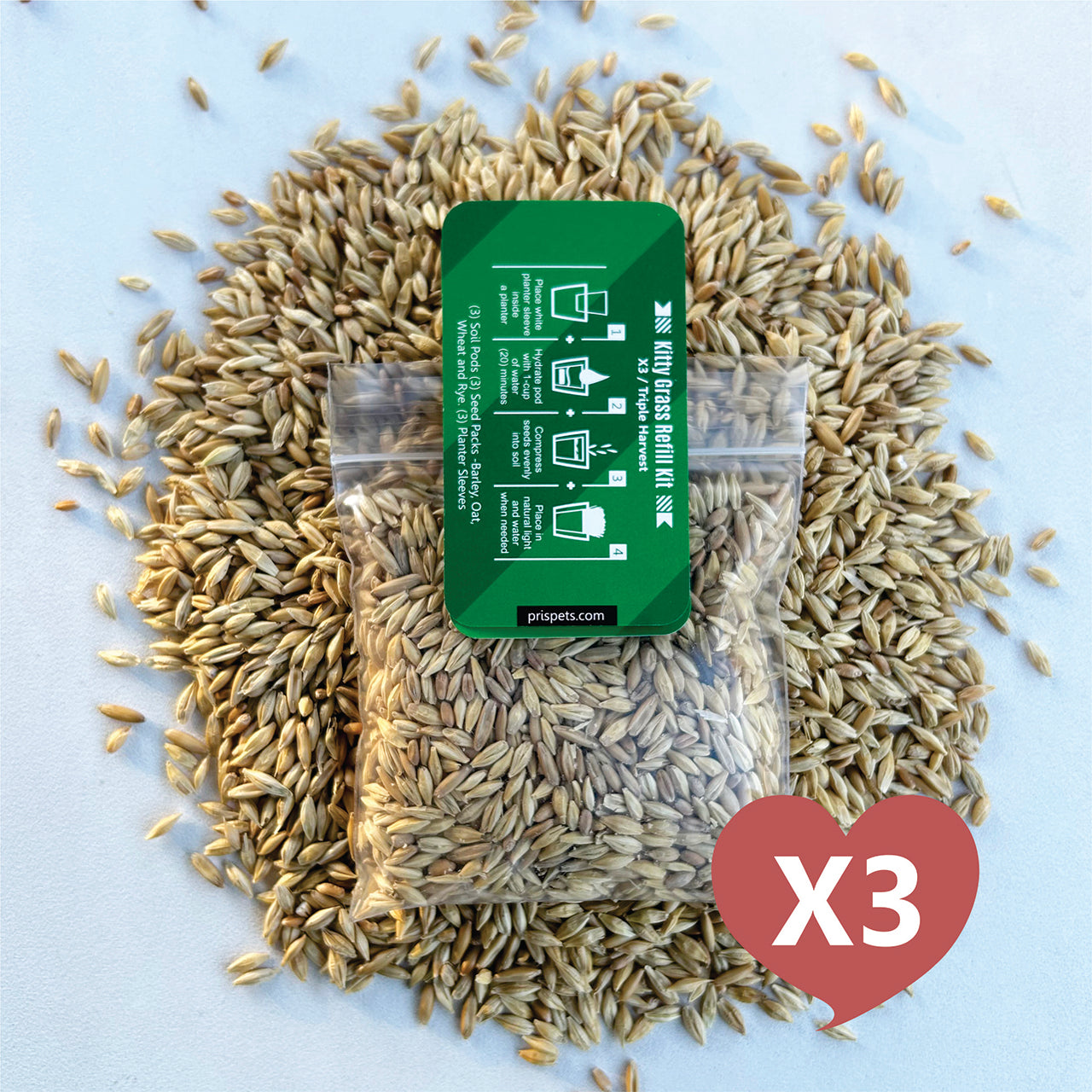 Cat Grass Seed Pack 3x (3 oz total) by Three Farms