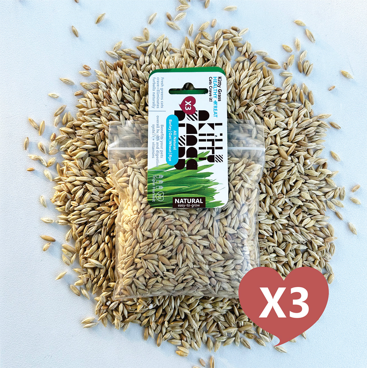 Cat Grass Seed Pack 3x (3 oz total) by Three Farms