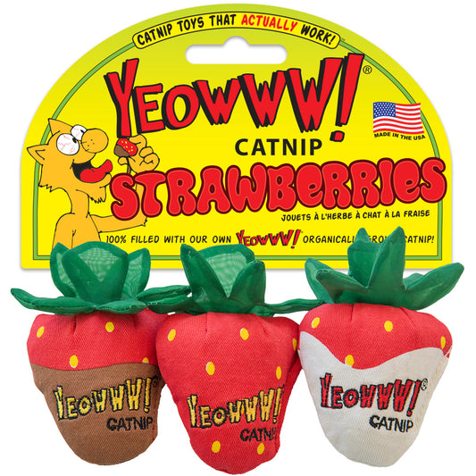 Catnip Strawberry Cat Toy 3-pk by Yeowww!