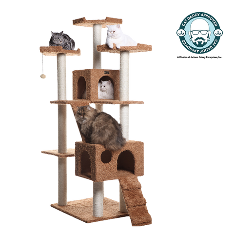 74-inch Ultra-Thick Faux Fur Cat Tree, Ochre Brown by Armarkat