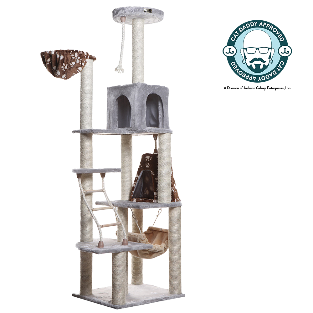 78-inch Faux Fur Cat Tree, Silver Gray by Armarkat