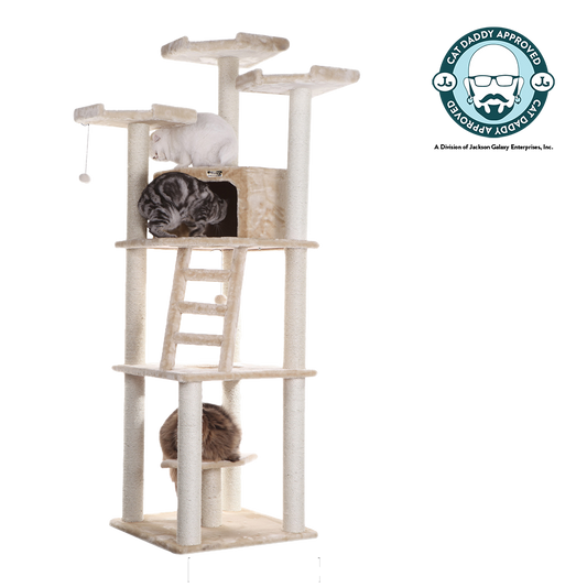 80-inch Faux Fur Cat Tree, Beige with Ladder by Armarkat