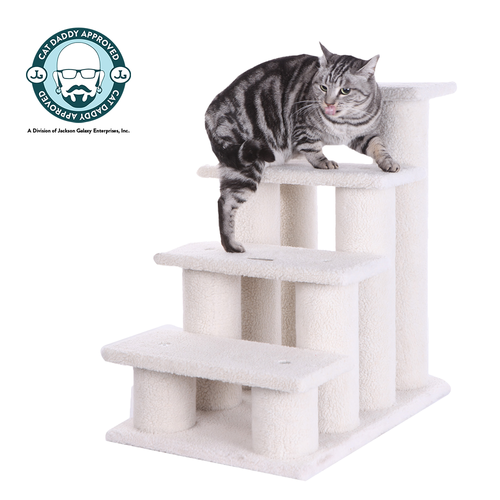 Classic Faux Fleece Pet Stairs (4 Steps), Ivory by Armarkat