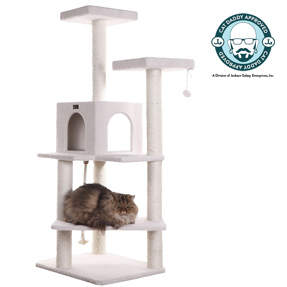 Classic 57-inch Faux Fleece Cat Tree, Ivory by Armarkat