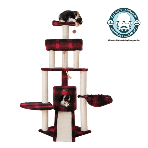 Classic Faux Fleece Cat Tree, Black/Red Tartan Plaid by Armarkat