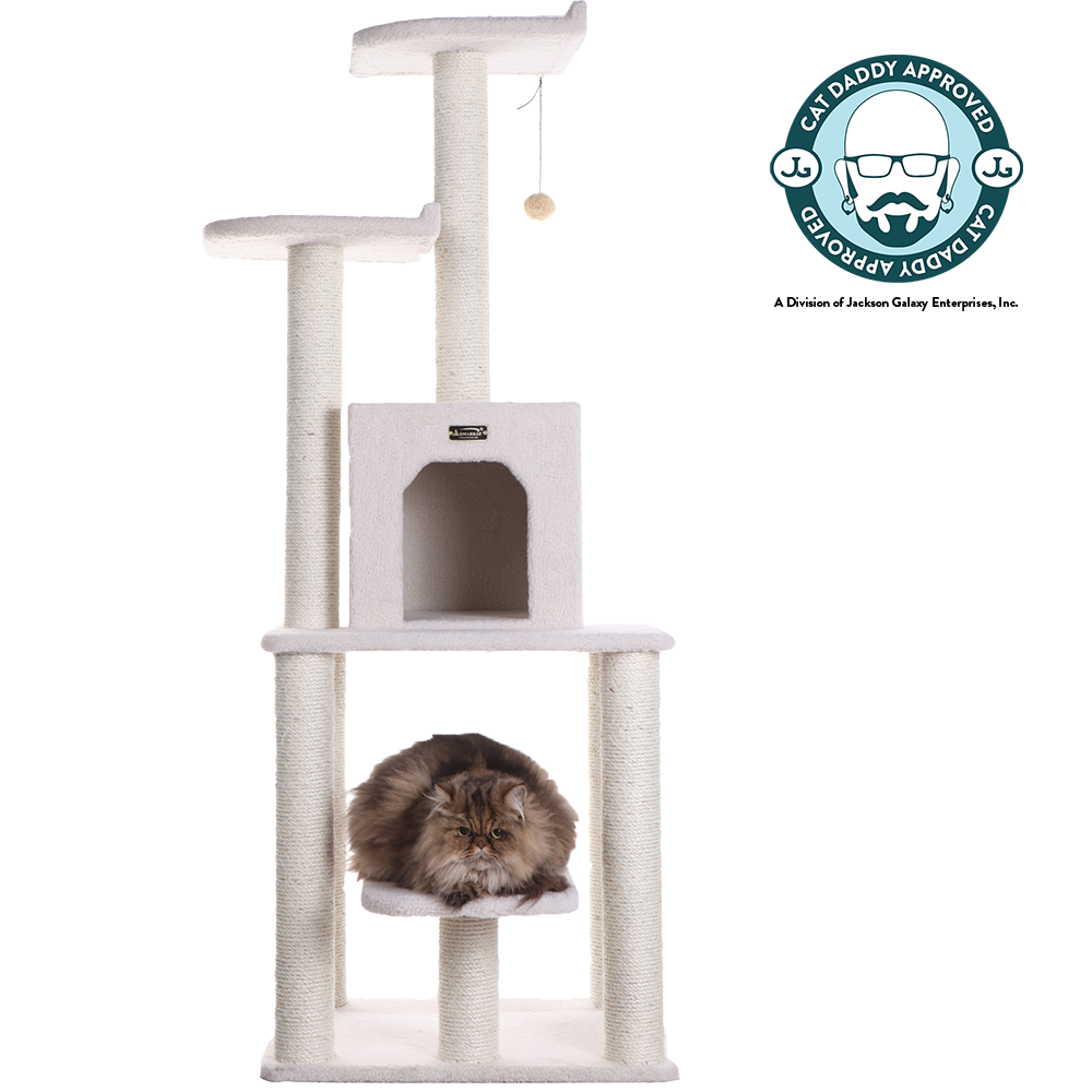 62-inch Faux Fleece Cat Tree, Ivory by Armarkat