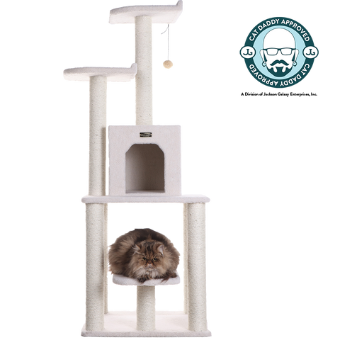 62-inch Faux Fleece Cat Tree, Ivory by Armarkat