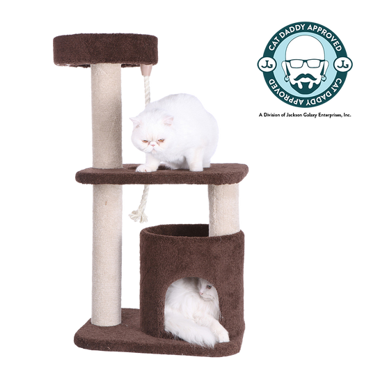 Premium 37" Fiber Carpet Cat Tree, Coffee Brown with Beige Post by Armarkat