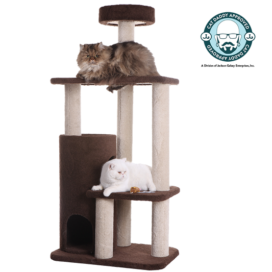 Premium 56" Fiber Carpet Cat Tree, Coffee Brown with Beige Post by Armarkat