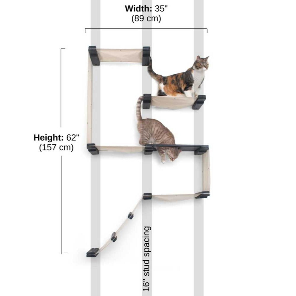 The Deluxe Fort - Modern Cat Condo (Wall Hanging Cat Tree) by Catastrophic Creations