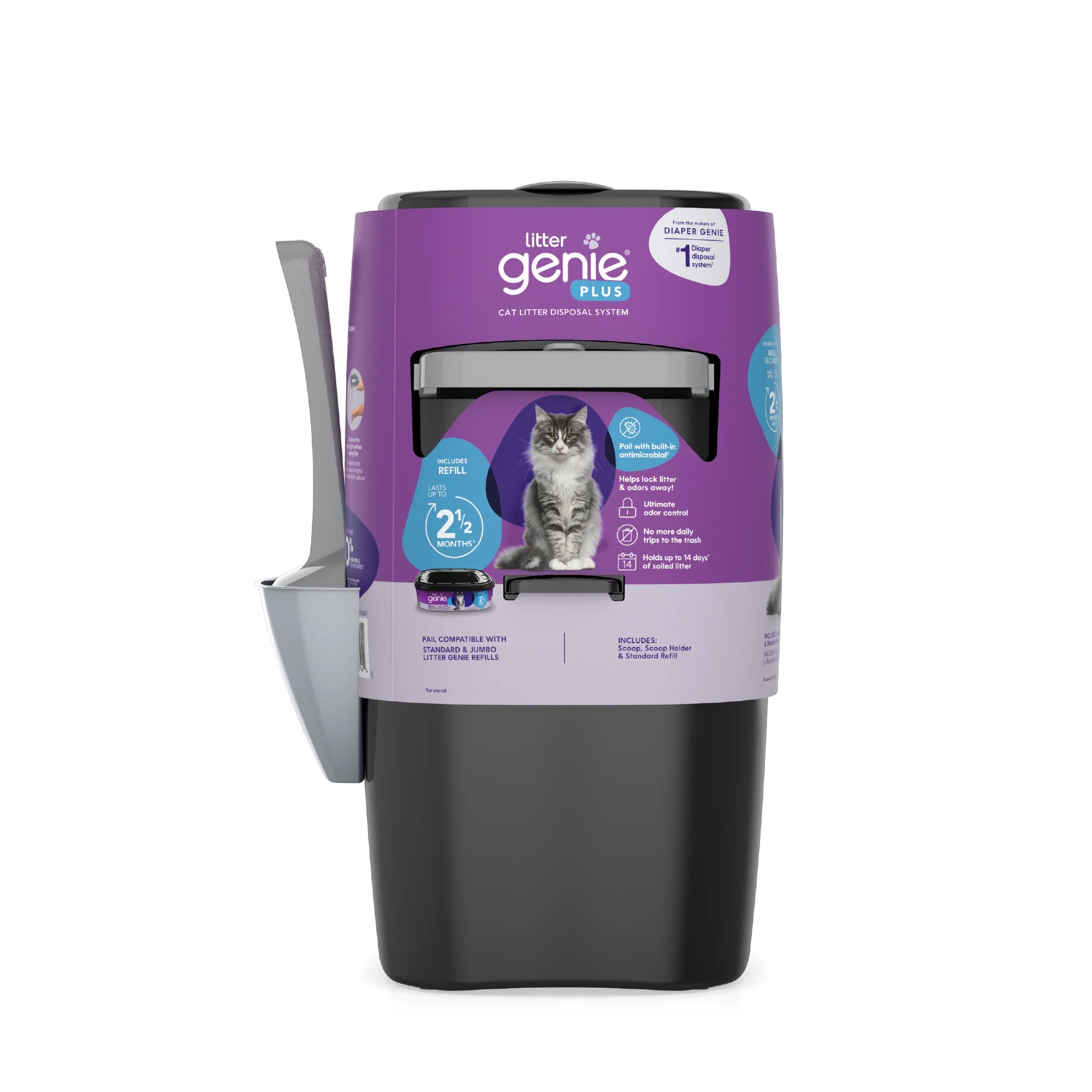 Litter Genie Plus Ultimate Cat Litter Odor Control Pail Silver