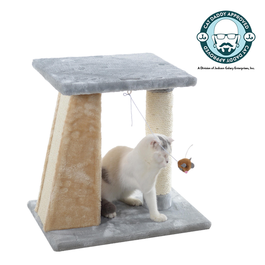 Mini Faux Fur Kitten Tree & Scratcher, Silver Grey by Armarkat