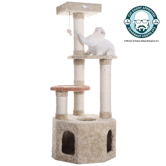 Premium 57" Soft Heavy-Carpet Cat Tree, Khaki by Armarkat