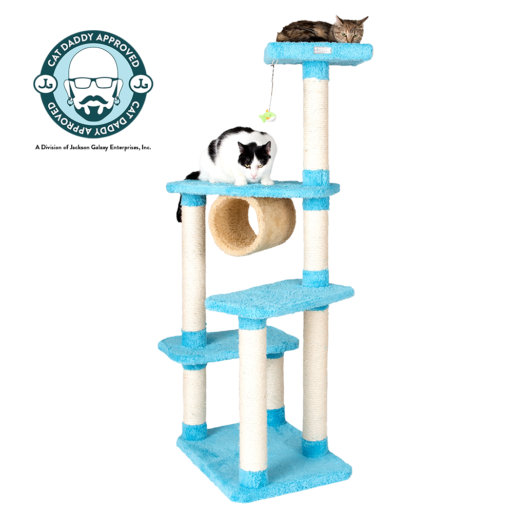 61-inch Ultra-Soft Faux Fleece Cat Tree, Sky Blue by Armarkat