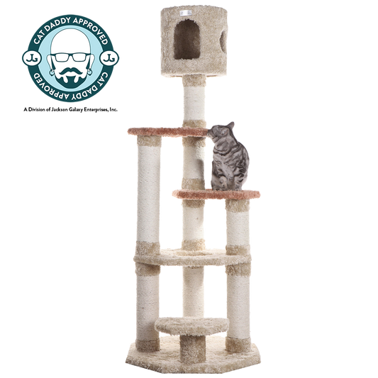 Premium 66" Soft Heavy-Carpet Cat Tree, Khaki by Armarkat