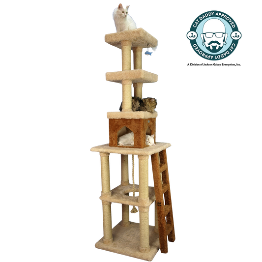 Premium 84" Ultra-Thick Faux Fur Cat Tree, Beige by Armarkat