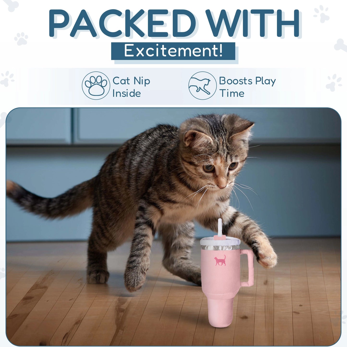 Kitty Cup Cat Tumbler Toy with Catnip & Crinkle Paper by PUPROAR