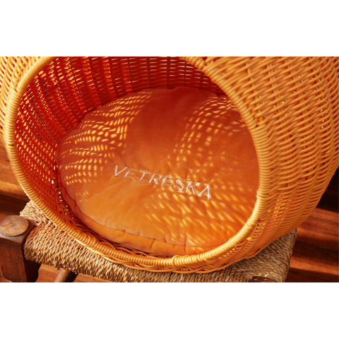 Tangerine Rattan Pet Bed by Vetreska