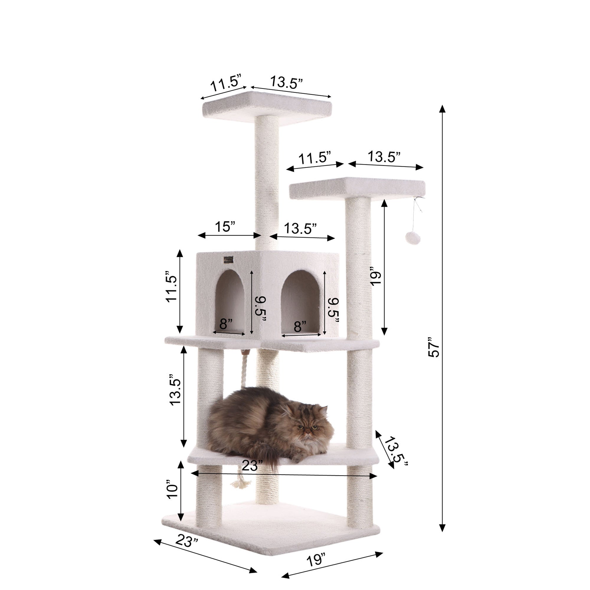 Classic 57-inch Faux Fleece Cat Tree, Ivory by Armarkat