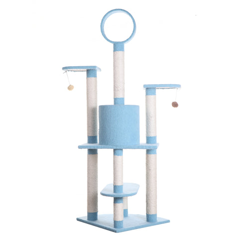 66-inch Faux Fleece Cat Tree, Sky Blue by Armarkat