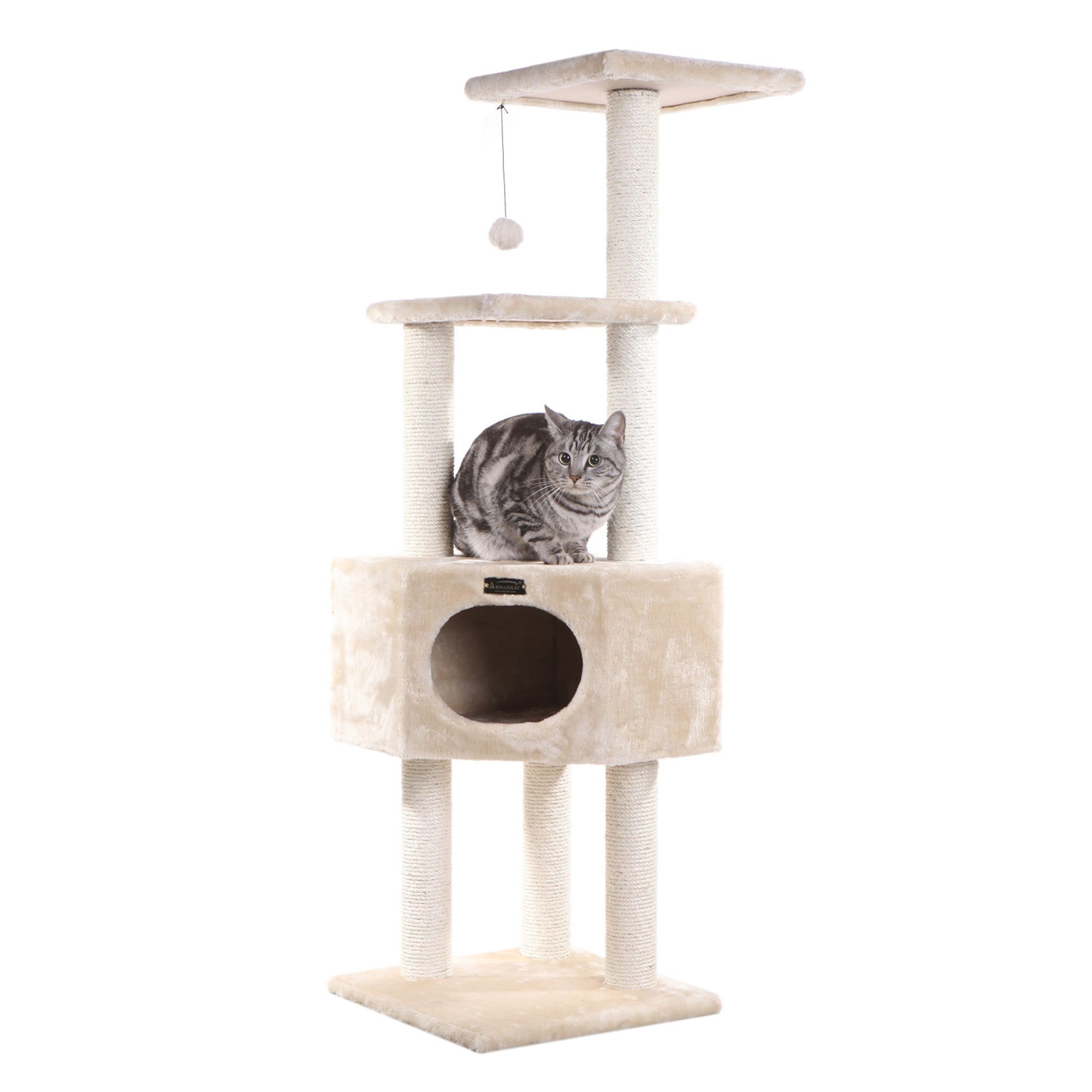 52-Inch 3 Tier Real Wood Cat Tree, Beige by Armarkat