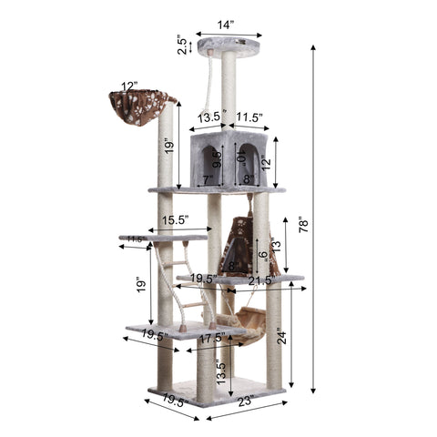 78-inch Faux Fur Cat Tree, Silver Gray by Armarkat
