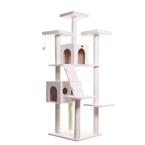 Classic 77-Inch Real Wood Cat Tree, Multi-Levels With Ramp, Three Perches, Two Condos, Ivory by Armarkat