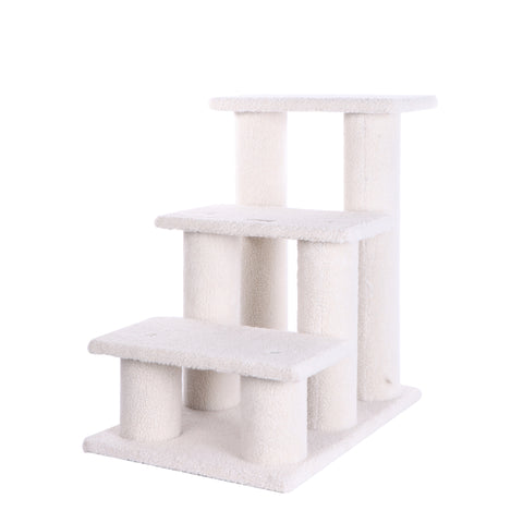 Classic Faux Fleece Pet Stairs (3 Steps), Ivory by Armarkat