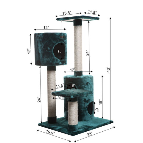 43-inch Faux Fur Cat Tree, Dark Green by Armarkat