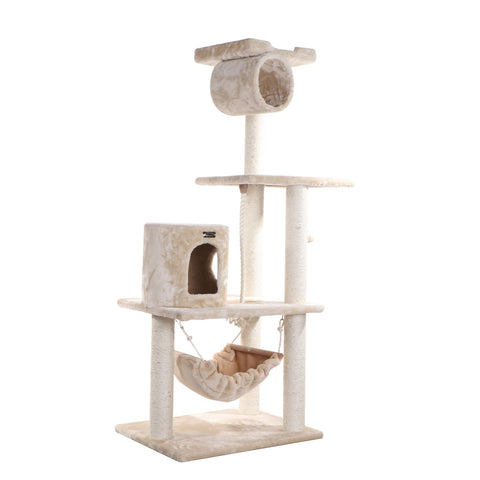 62-inch Faux Fur Cat Tree, Beige with Hammock by Armarkat