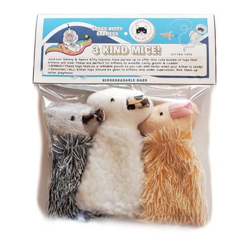 3 Kind Mice: Space Kitty Express & Jackson Galaxy - 3 Pack Refillable Mice