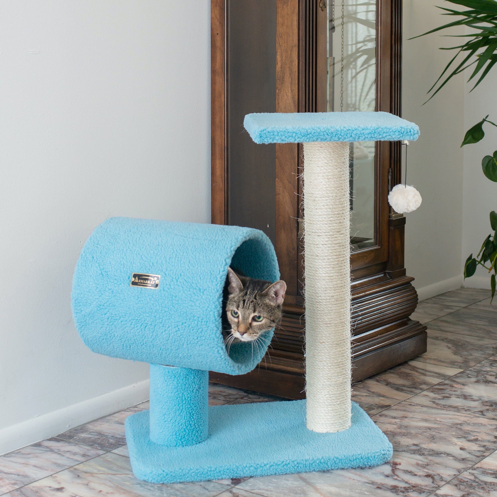 26-inch Faux Fleece Kitten Tree, Sky Blue by Armarkat