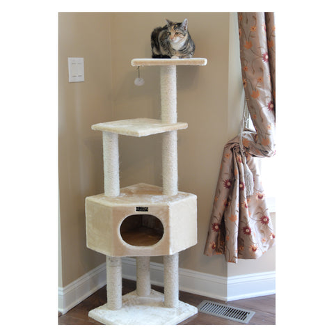 52-Inch 3 Tier Real Wood Cat Tree, Beige by Armarkat